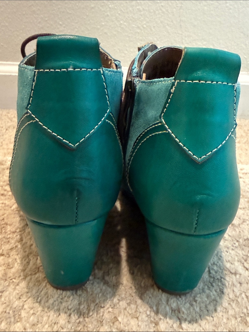 L’Artiste by Spring Step Size 36 US 5.5-6 Rare Westminster Wedge Booties teal - Picture 6 of 17